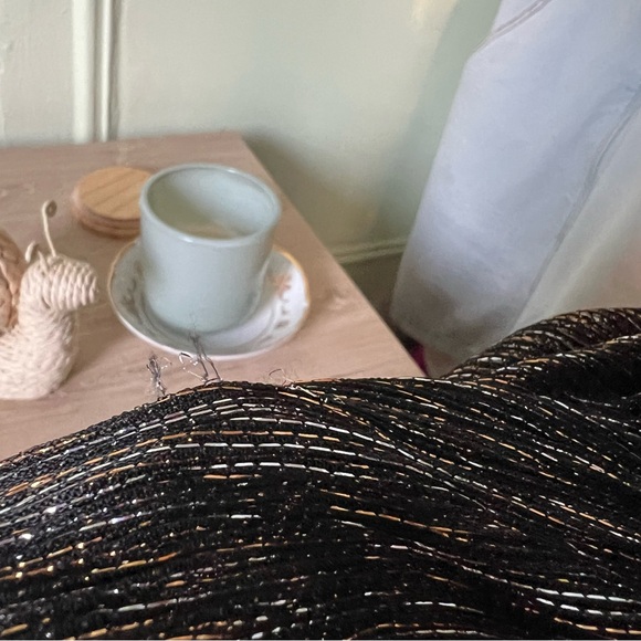 ZARA A-Line Silver Gold Metallic Threads Elastic High-Waist Knee-Length Skirt S - Picture 15 of 16